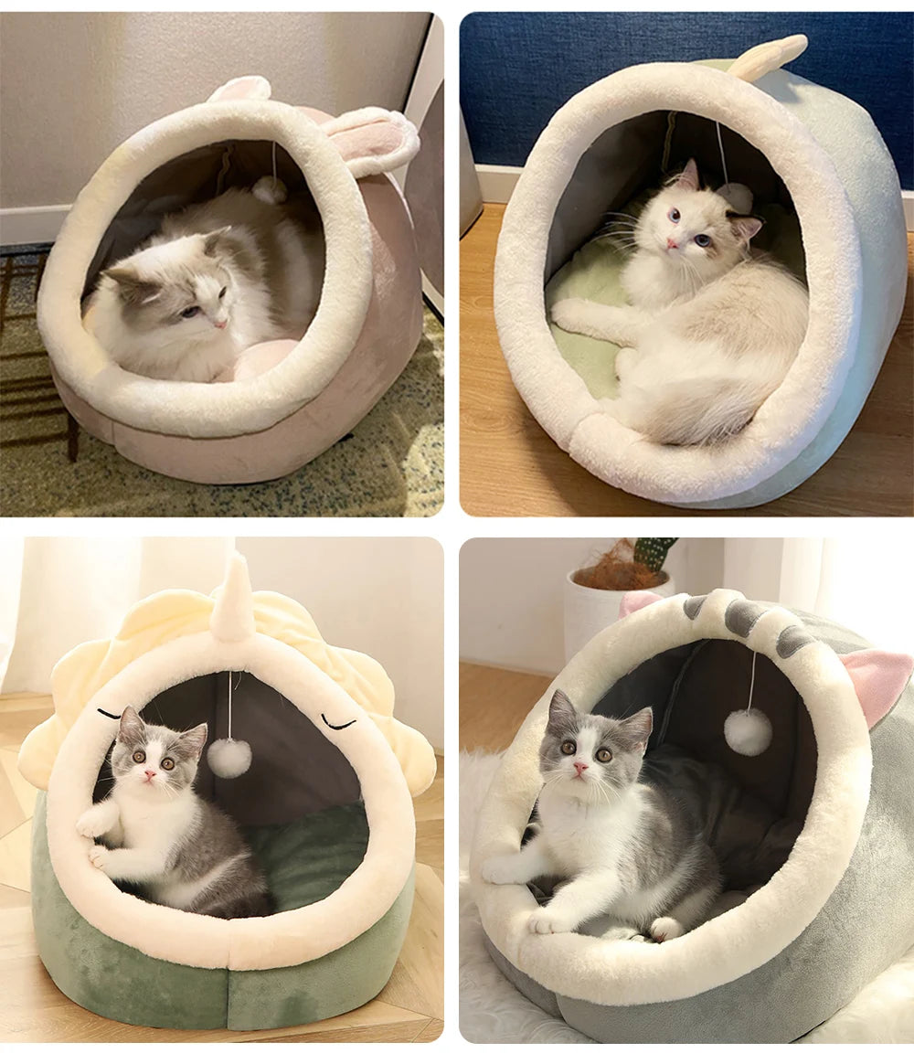 Enclosed Cat Bed, Foldable Washable Sleeping Cave for Small Pets