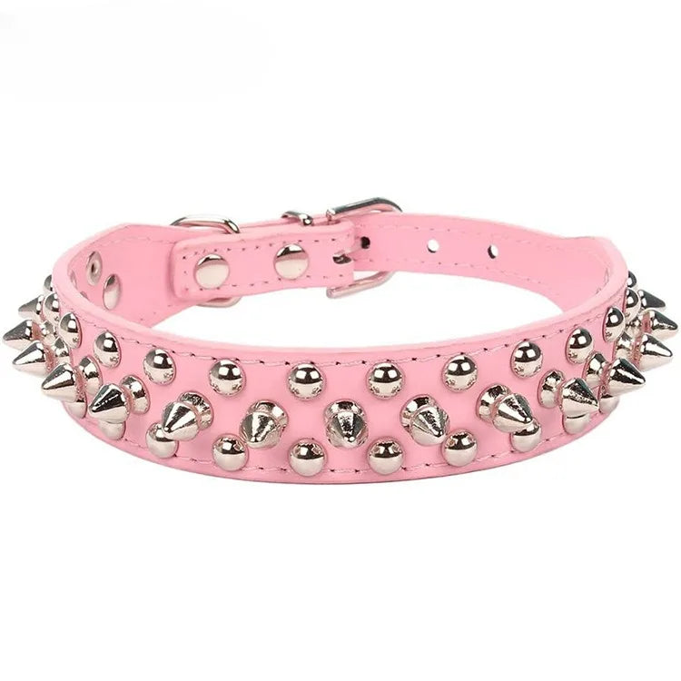 Leather Dog Collar Adjustable PU Neck Strap with Buckle