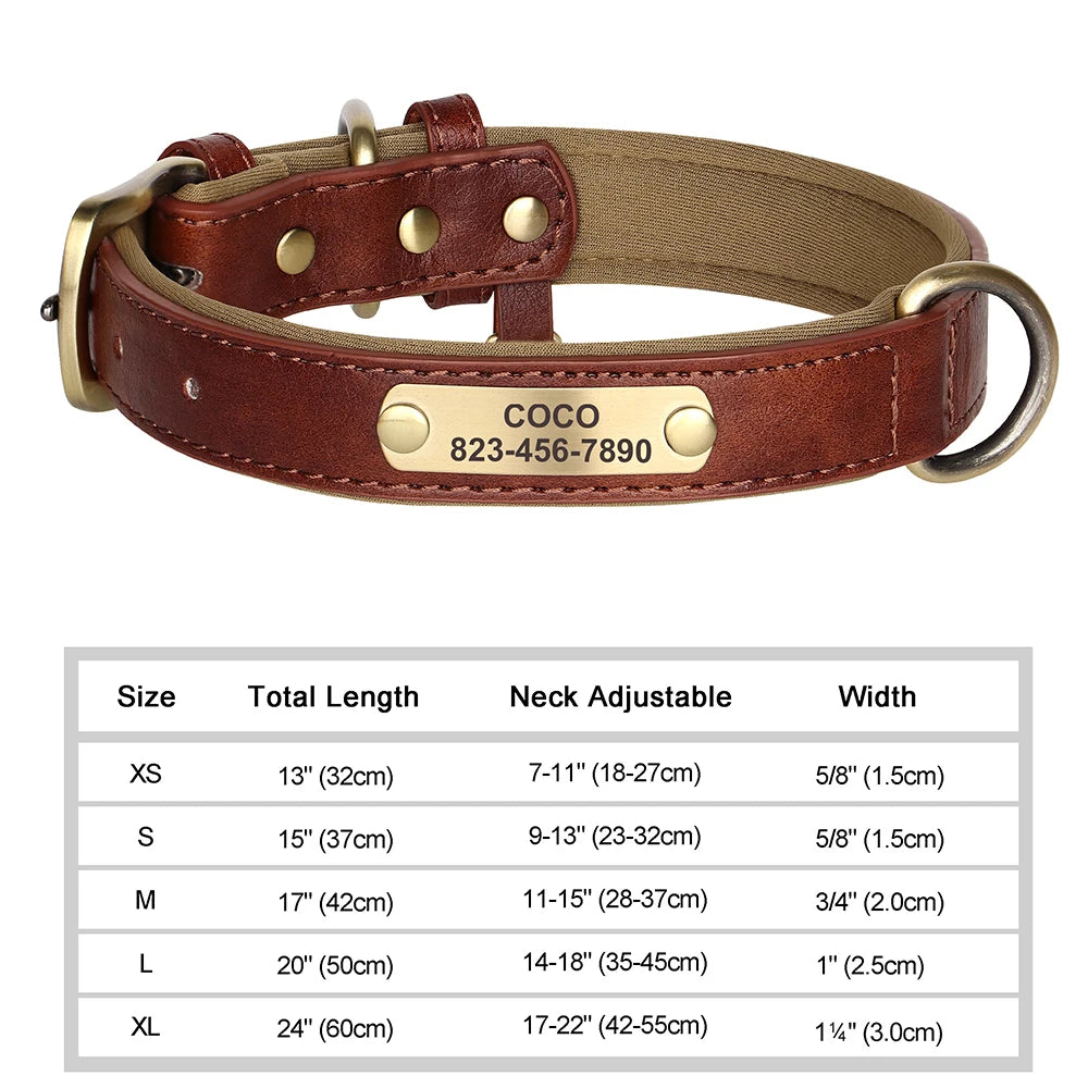 Personalized Dog Collar – Custom Engraved PU Leather ID Tag