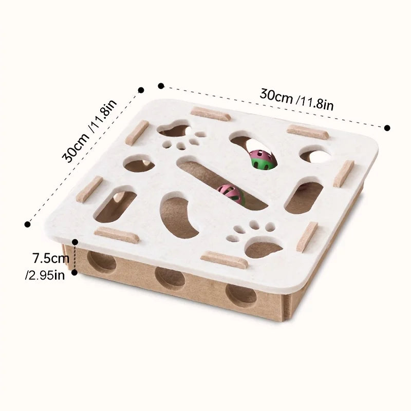 Cat Puzzle Toy Felt Maze Tunnel with Bell Ball for Indoor Play