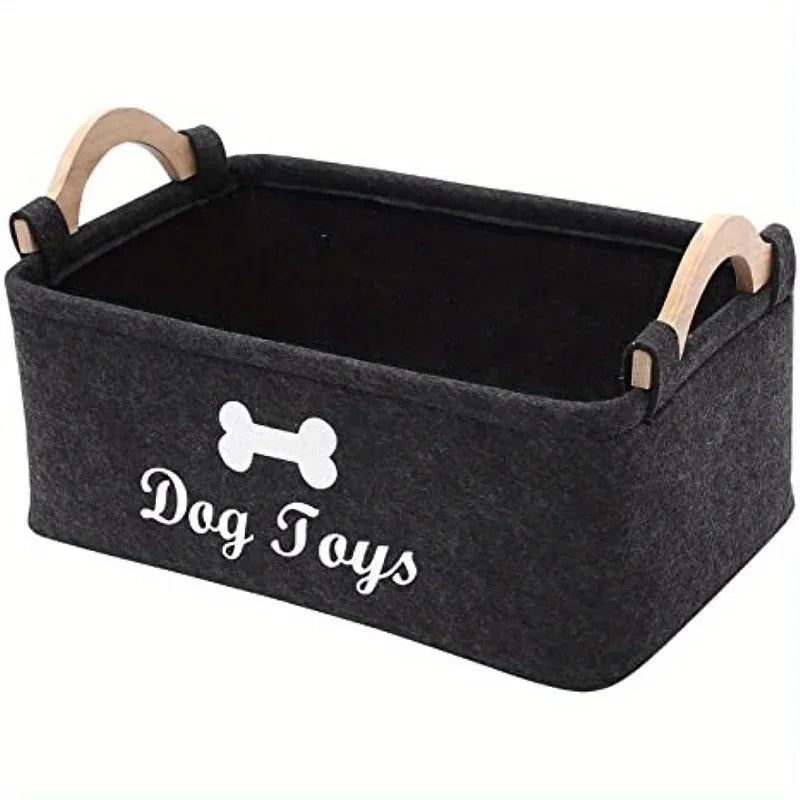 Dog Toy Storage Box Felt Pet Toy Organizer Basket