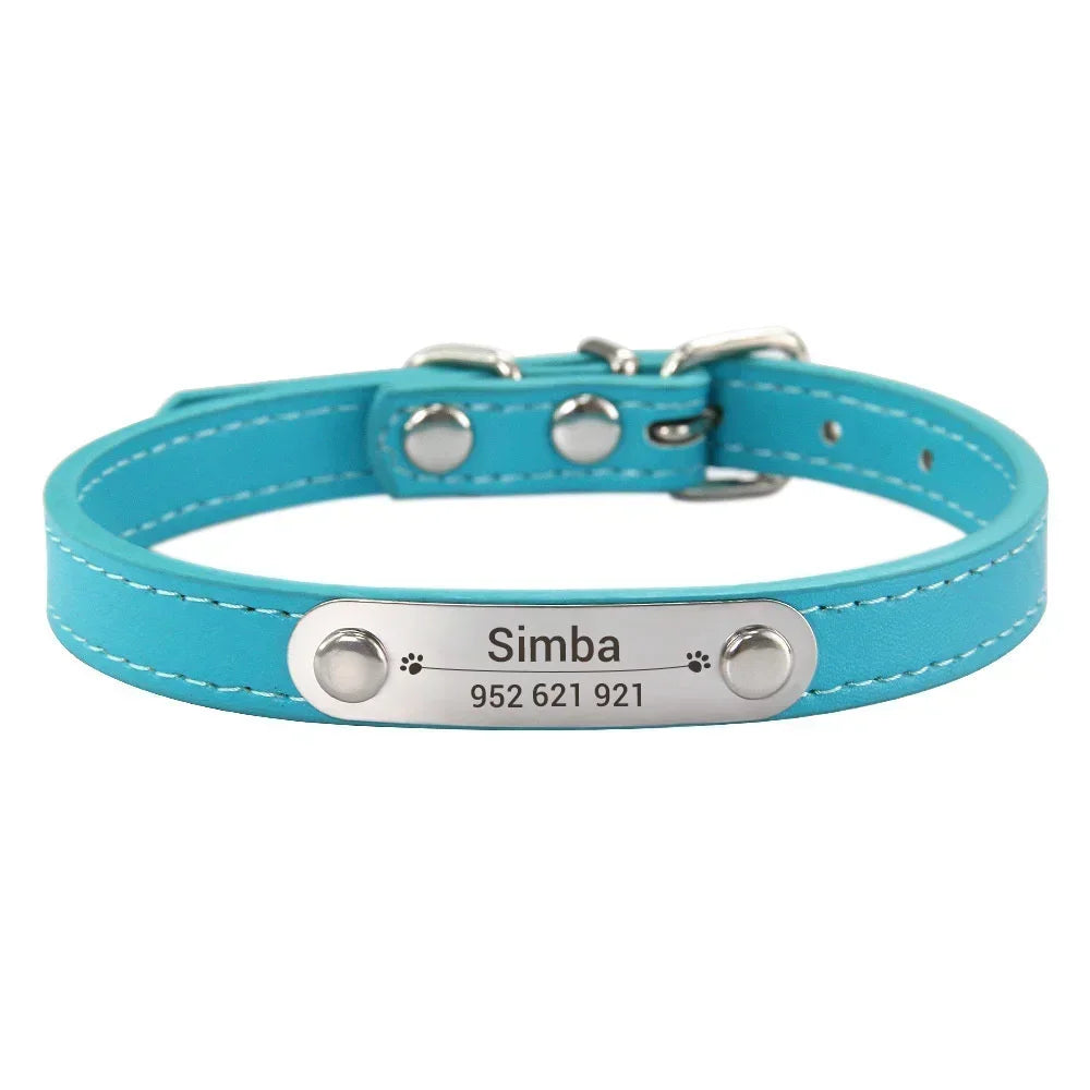 Personalized Dog Collar – Engraved Leather Pet ID Collar