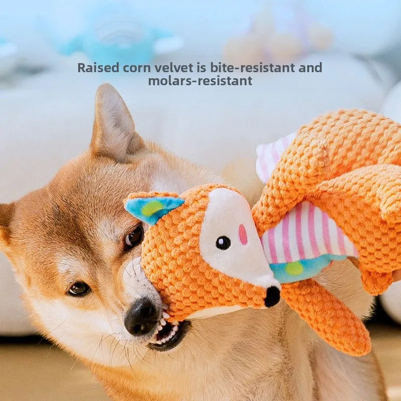 Plush Squeaky Dog Toy – Elephant, Fox & Puppy Designs
