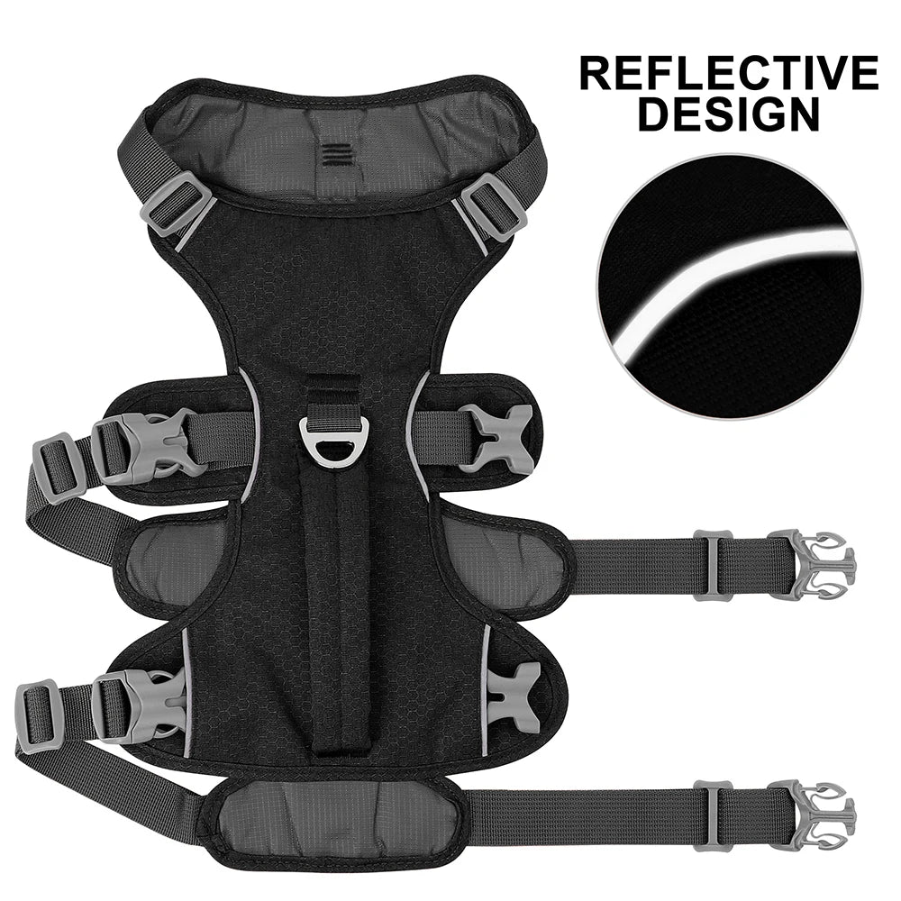 Reflective Dog Harness, Adjustable Nylon Vest with Handle