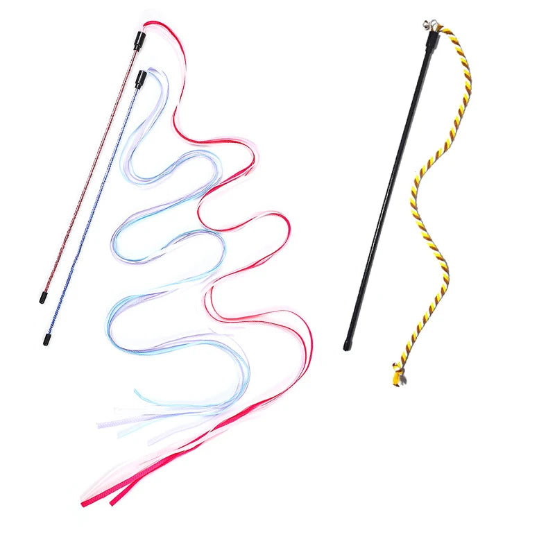 Cat Teaser Wand Long Ribbon Interactive Toy for Kittens