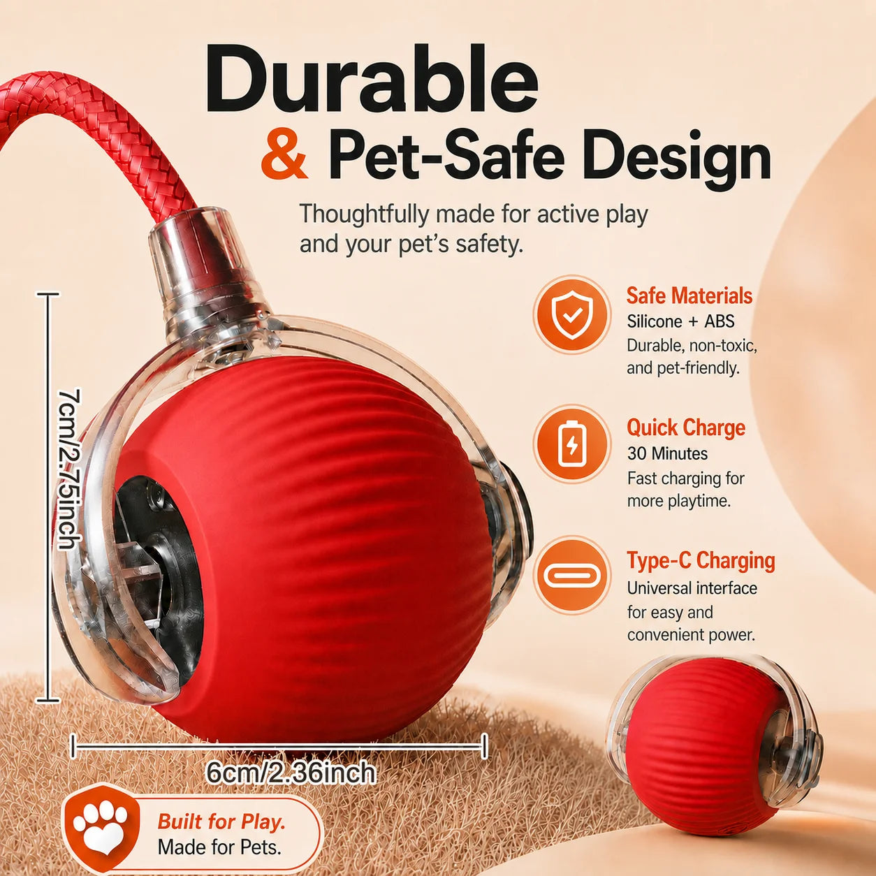 Automatic Dog Ball, Rechargeable Interactive Toy for Dogs
