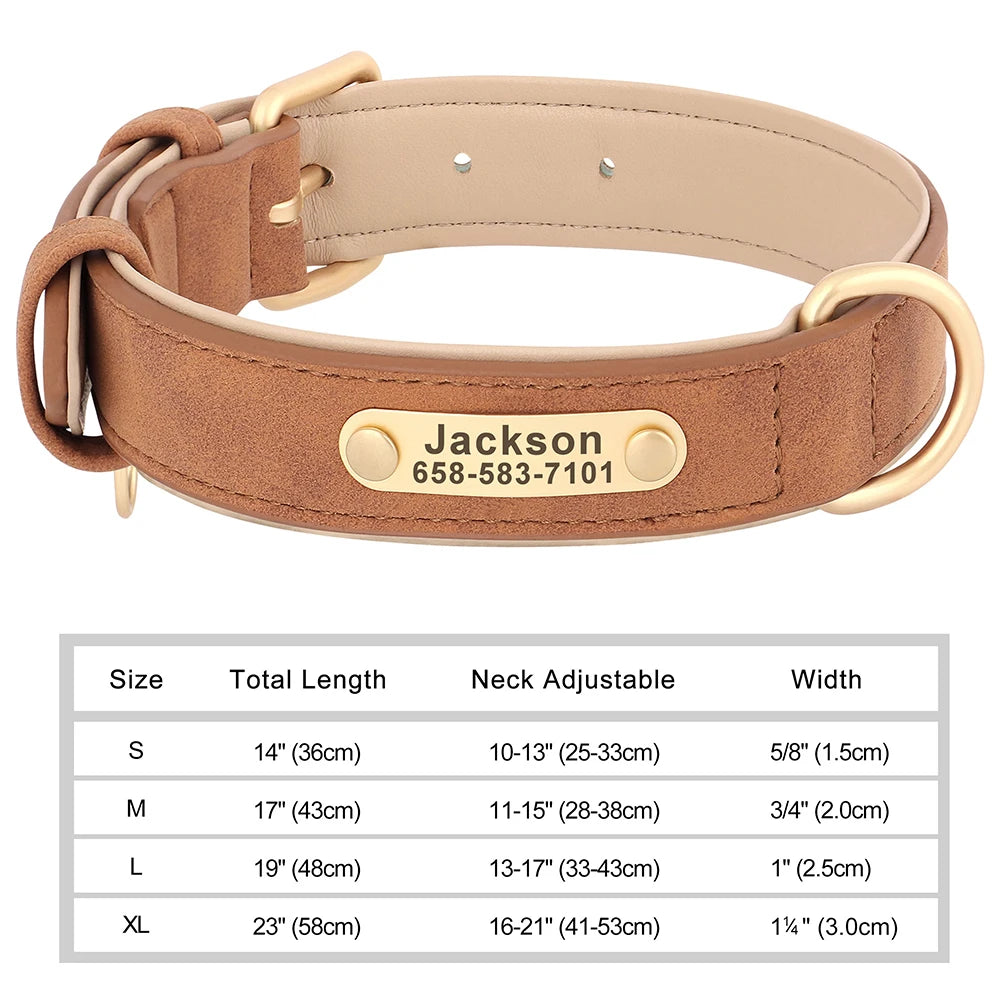 Personalized Dog Collar – Custom Engraved PU Leather ID Tag
