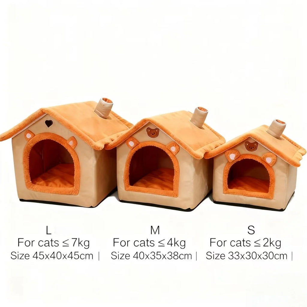 Dog House Bed – Washable Warm Pet Bed for Small Dogs & Cats