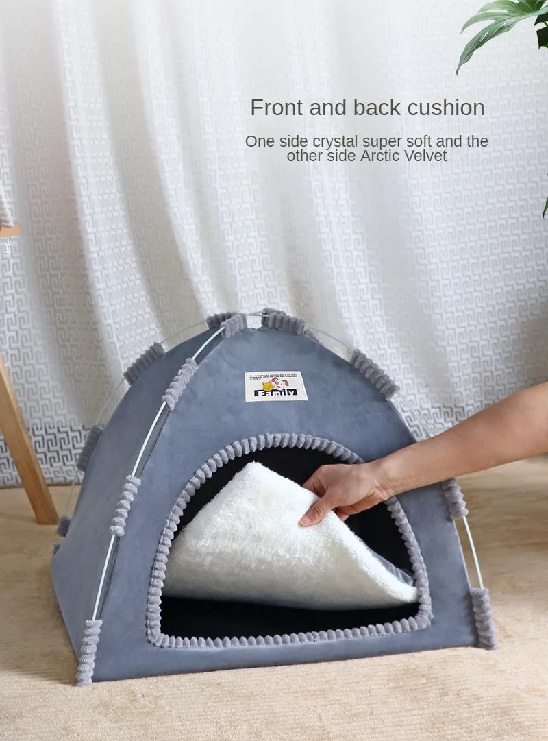Foldable Cat House – Portable Four-Season Pet Tent