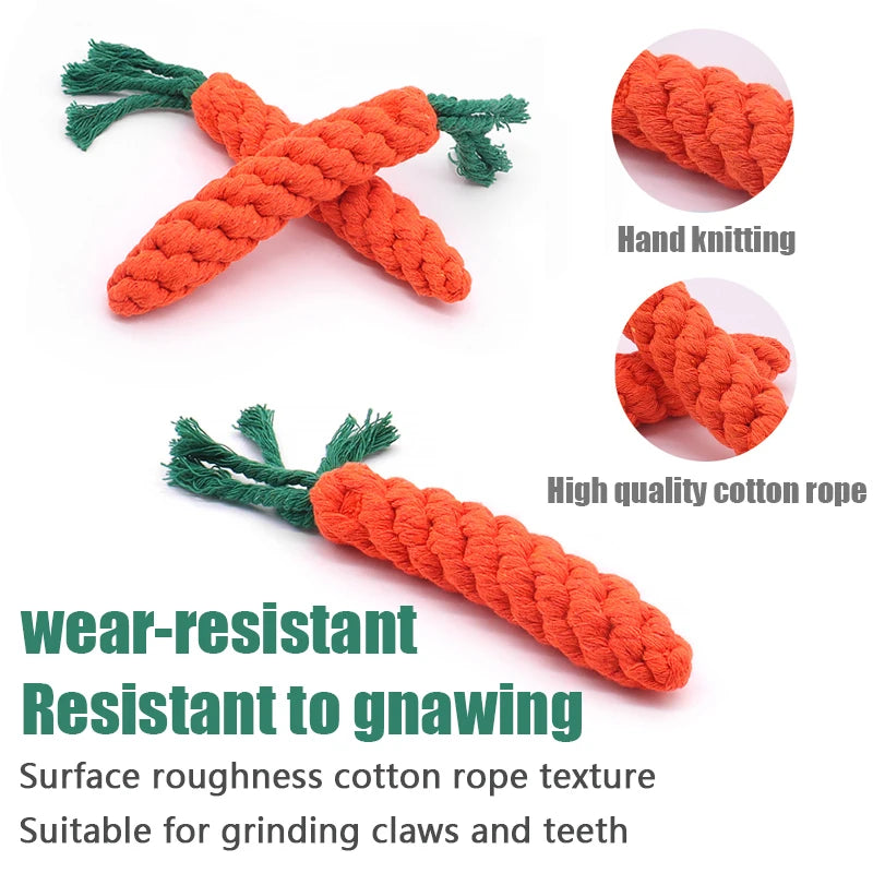 Dog Rope Toy – Carrot Shape Cotton Chew Toy