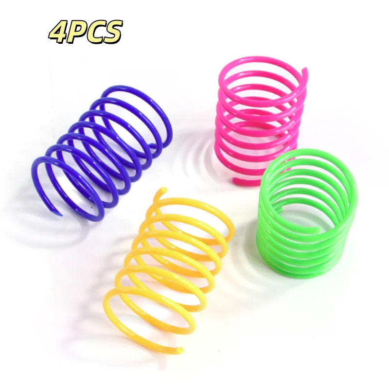 Interactive Cat Spring Toy – Colorful Plastic Jumping Toy