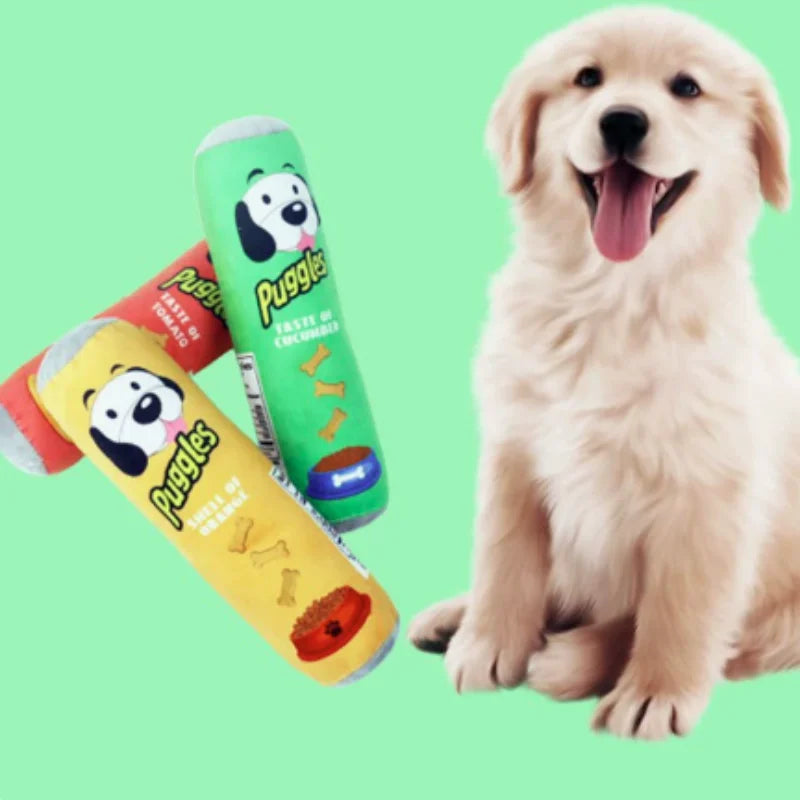Plush Squeaky Dog Toy – Bottle-Shaped Interactive Chew Toy