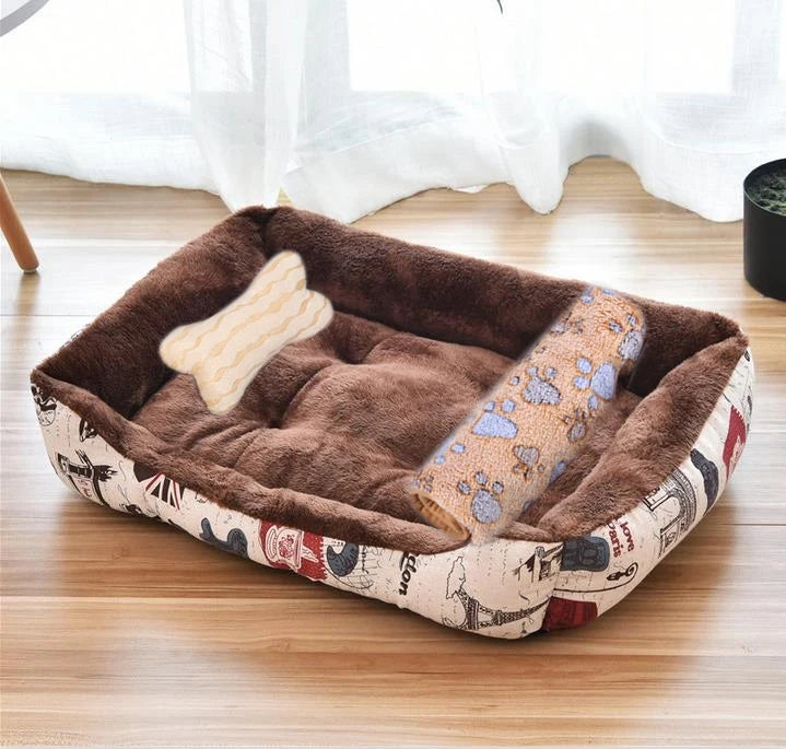 Large Dog Bed – Warm Square Pet Nest for Dogs & Cats