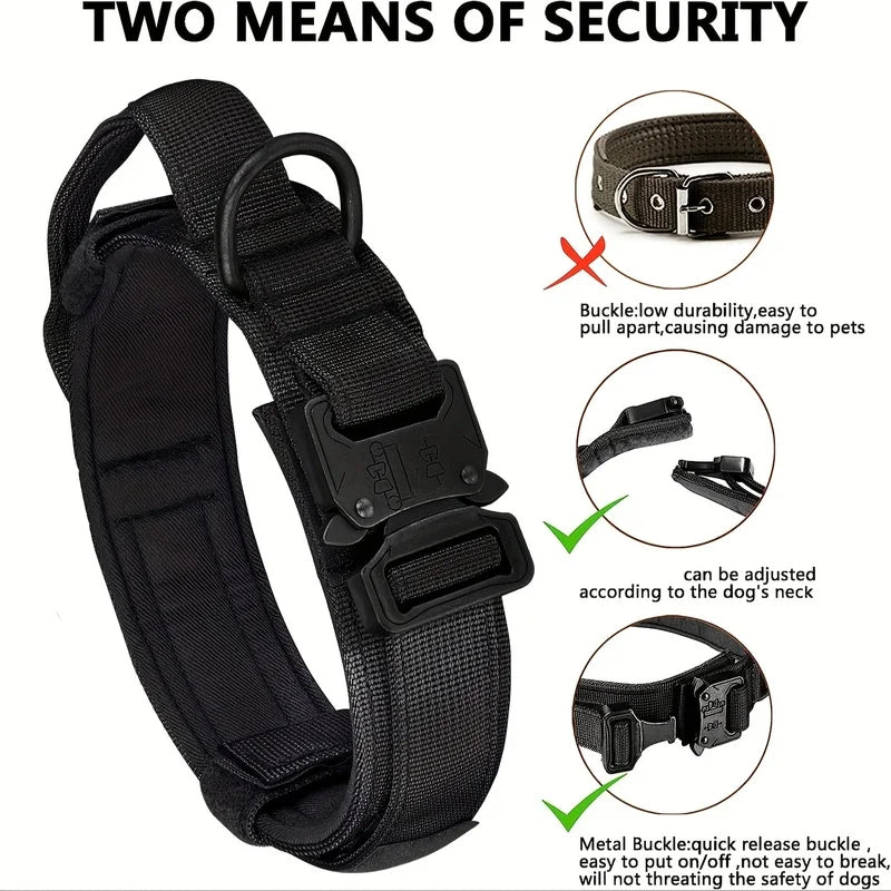 Tactical Dog Collar – Adjustable Nylon Training Collar with Handle