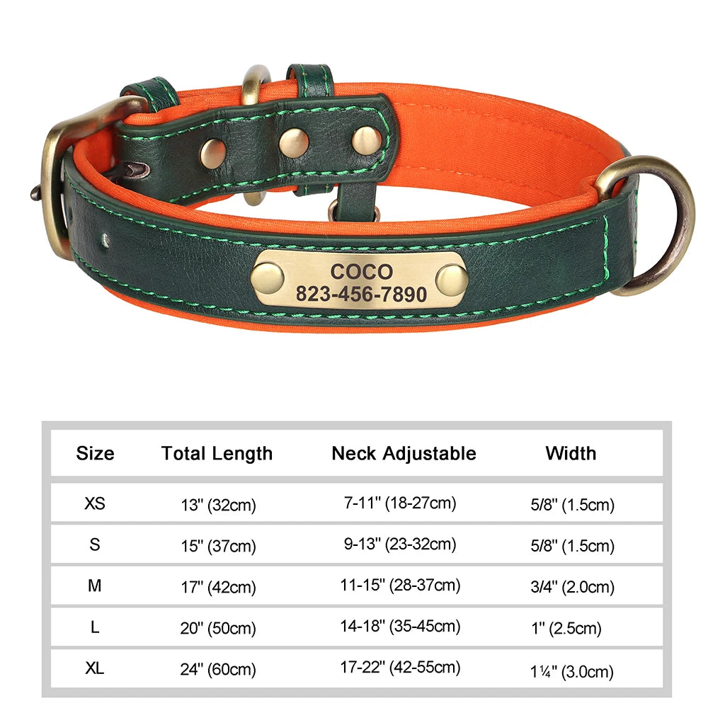 Personalized Dog Collar – Custom Engraved PU Leather ID Tag
