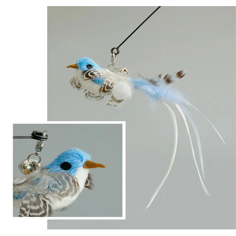 Feather Cat Wand Toy – Interactive Bird Teaser with Bell