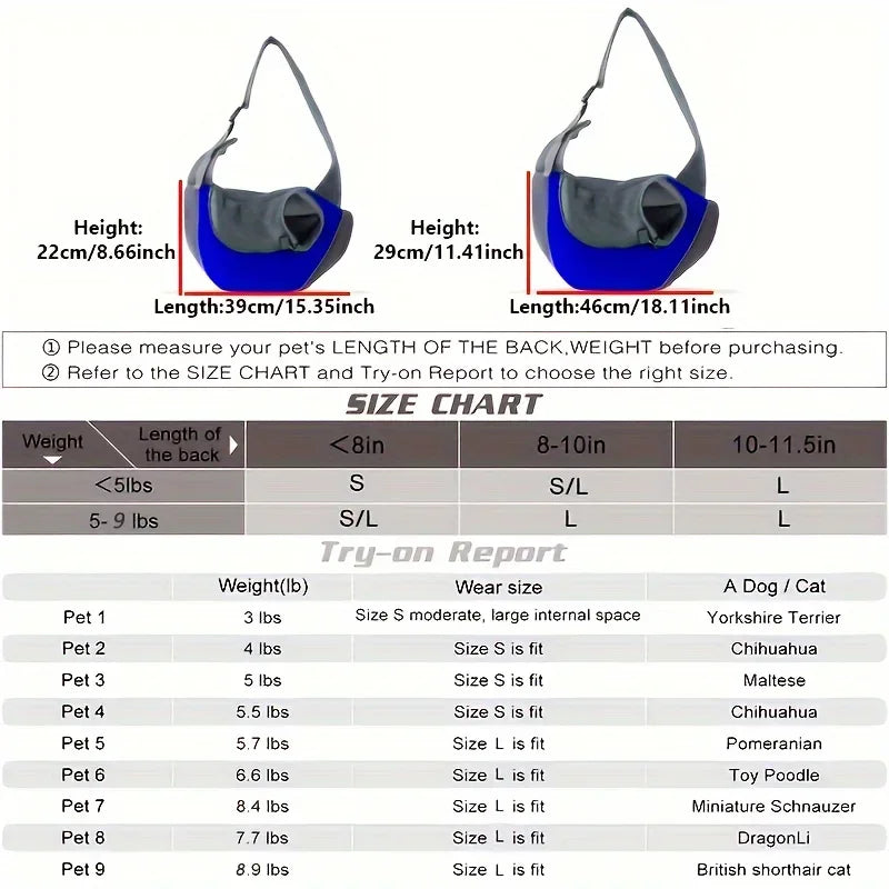 Dog Sling Carrier – Breathable Small Dog Backpack for Travel
