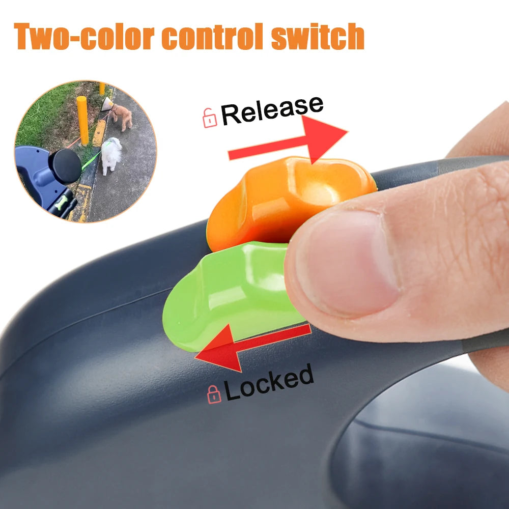 Retractable Dog Leash – 3m Reflective Double Lead with Lights