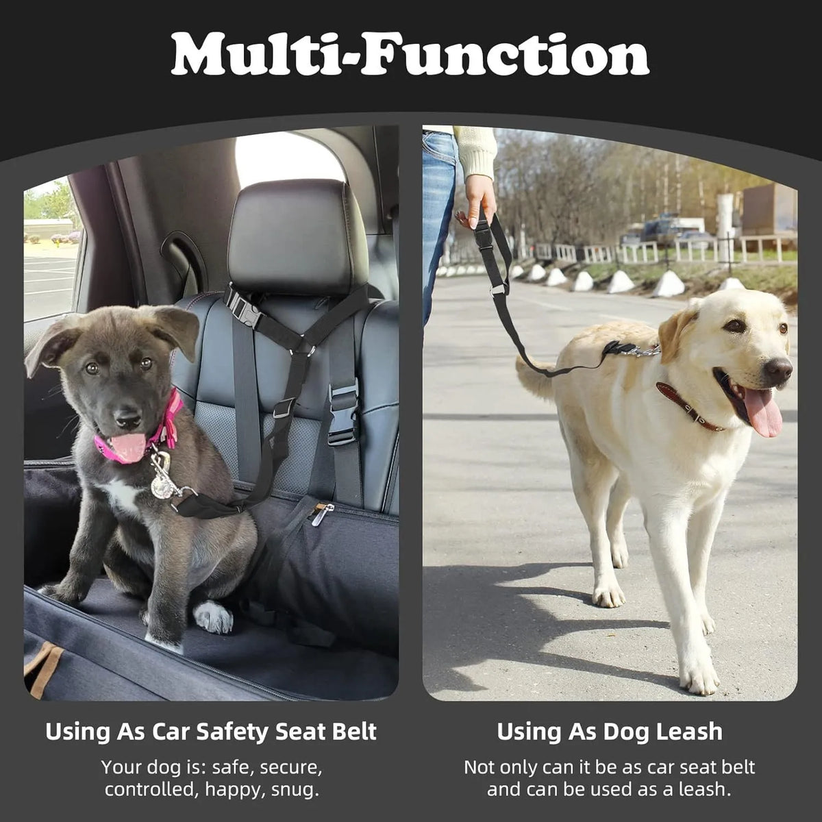 Dog Car Seat Belt, Adjustable Pet Vehicle Restraint Strap