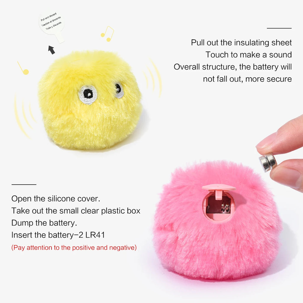 Interactive Ball Smart Cat Toys Plush Electric Catnip Training Toy Kitten Touch Sounding Pet Product Squeak Toy Ball