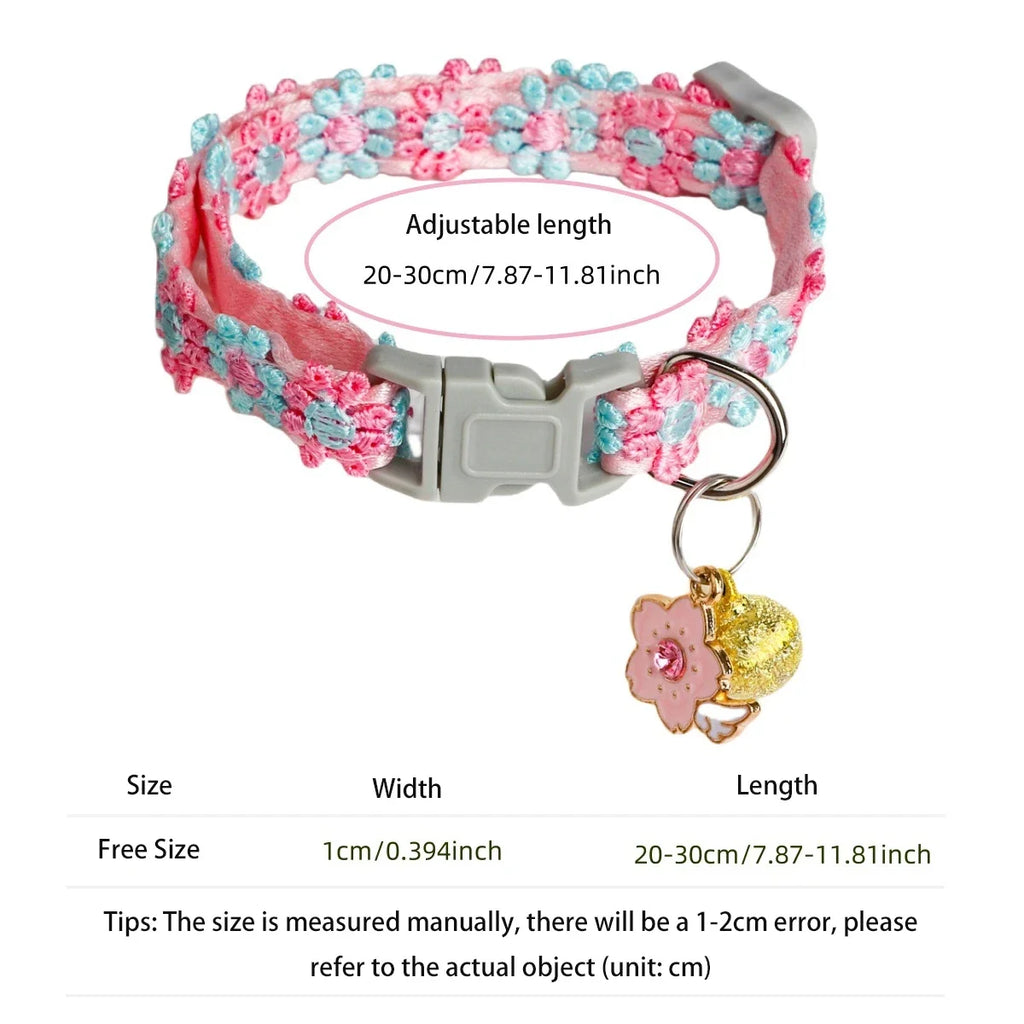 Embroidered Cat Collar with Bell – Breakaway Safety Buckle