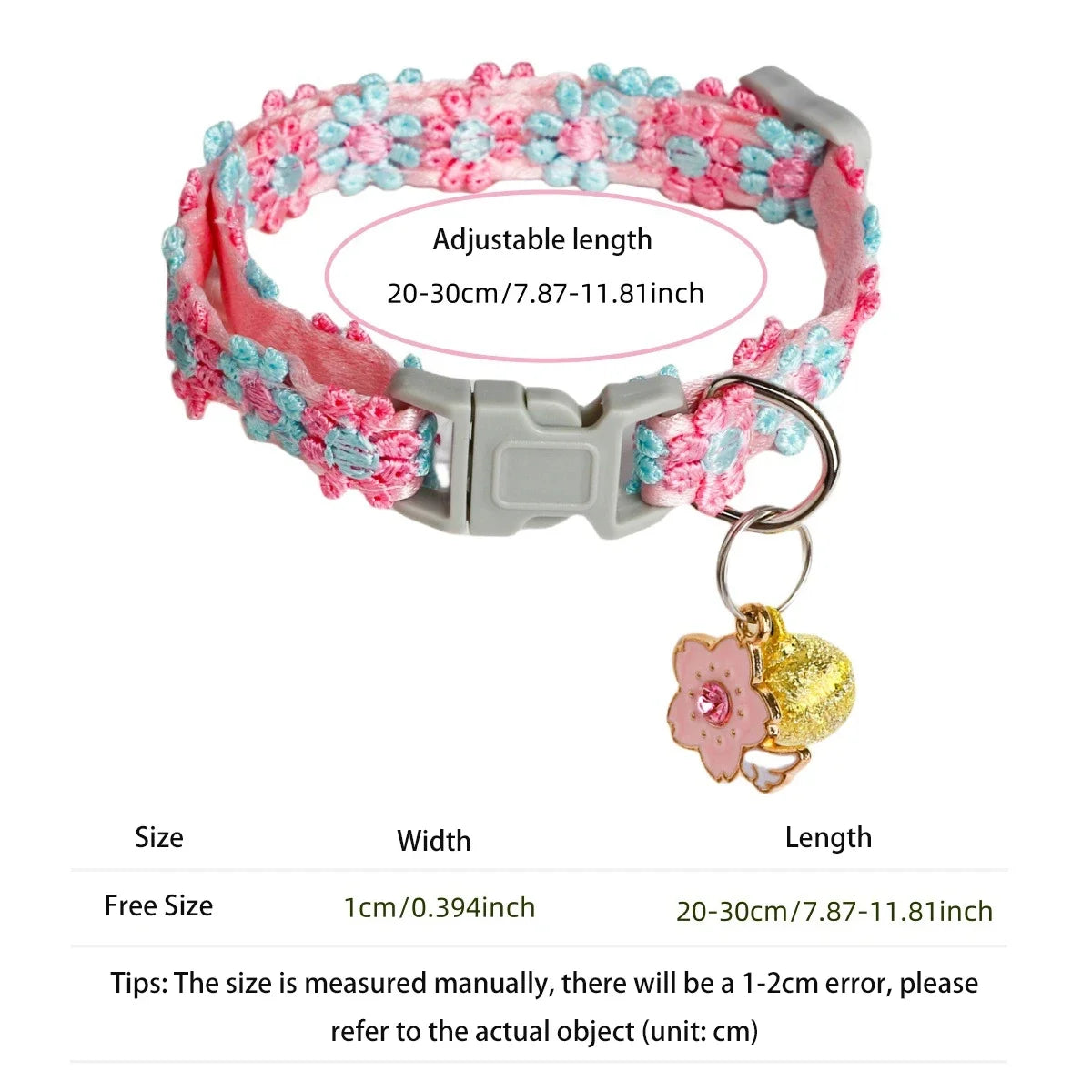 Embroidered Cat Collar with Bell – Breakaway Safety Buckle