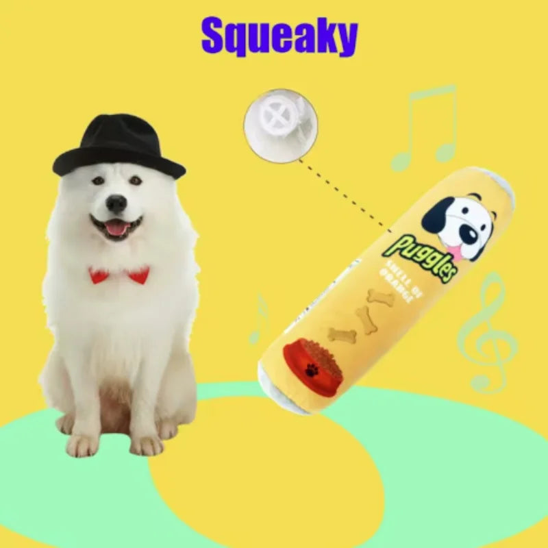 Plush Squeaky Dog Toy – Bottle-Shaped Interactive Chew Toy