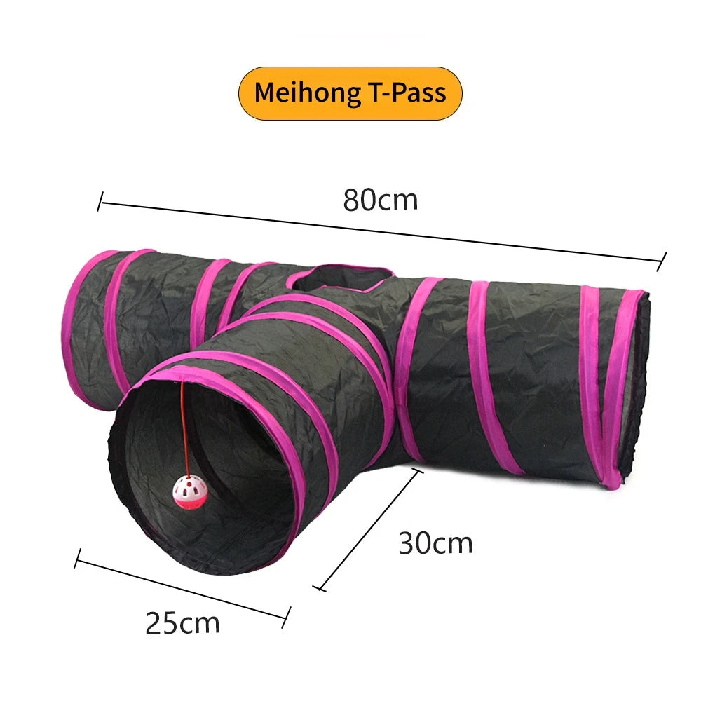 Cat Tunnel Toy – Foldable S-Shape Interactive Tunnel for Indoor Cats