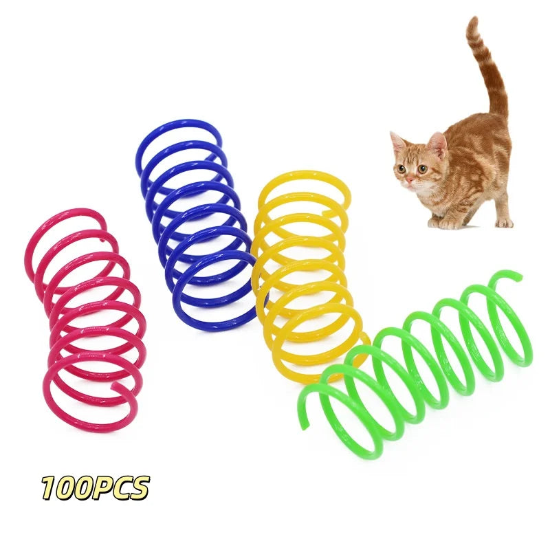 Cat Spring Toy – Colorful Interactive Plastic Cat Toy