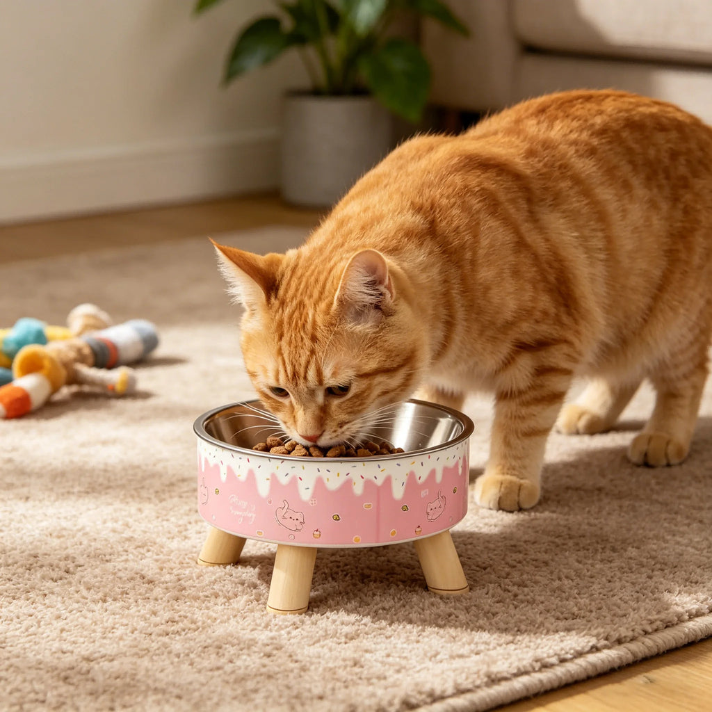 Elevated Cat Bowl Stainless Steel Raised Feeding Dish