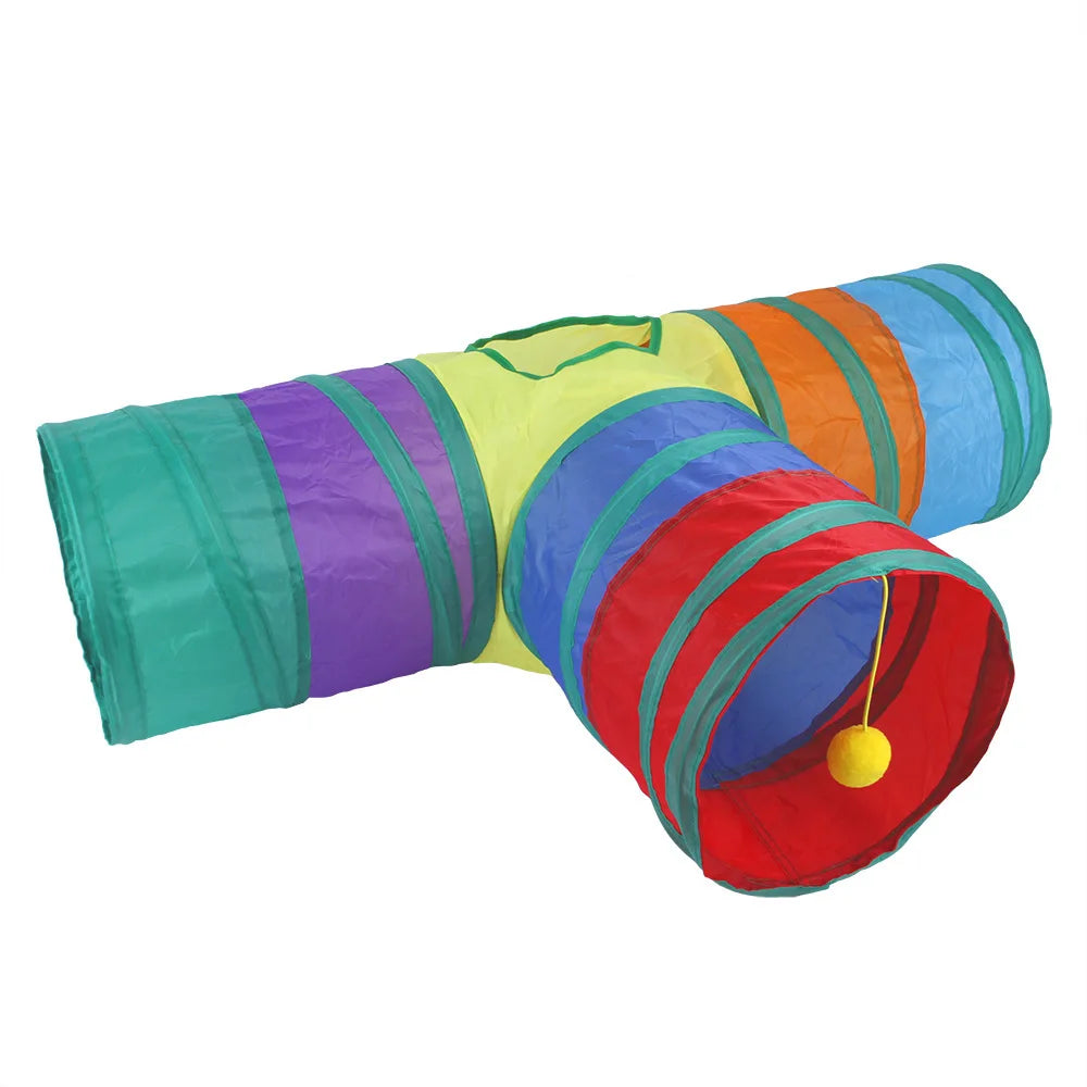Cat Tunnel Toy – Foldable S-Shape Interactive Tunnel for Indoor Cats
