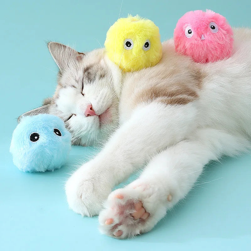 Interactive Cat Toy Ball – Plush Catnip Squeaky Toy