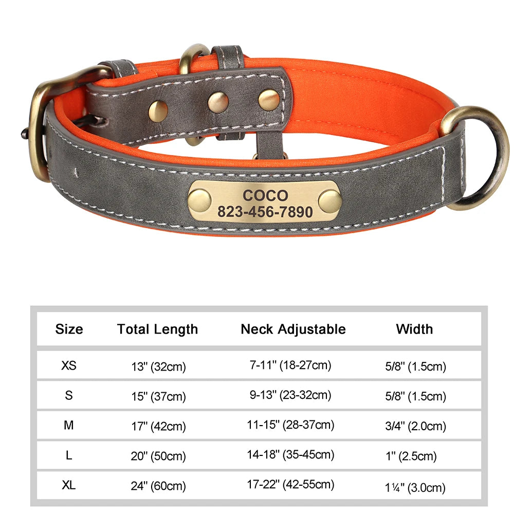 Personalized Dog Collar – Custom Engraved PU Leather ID Tag