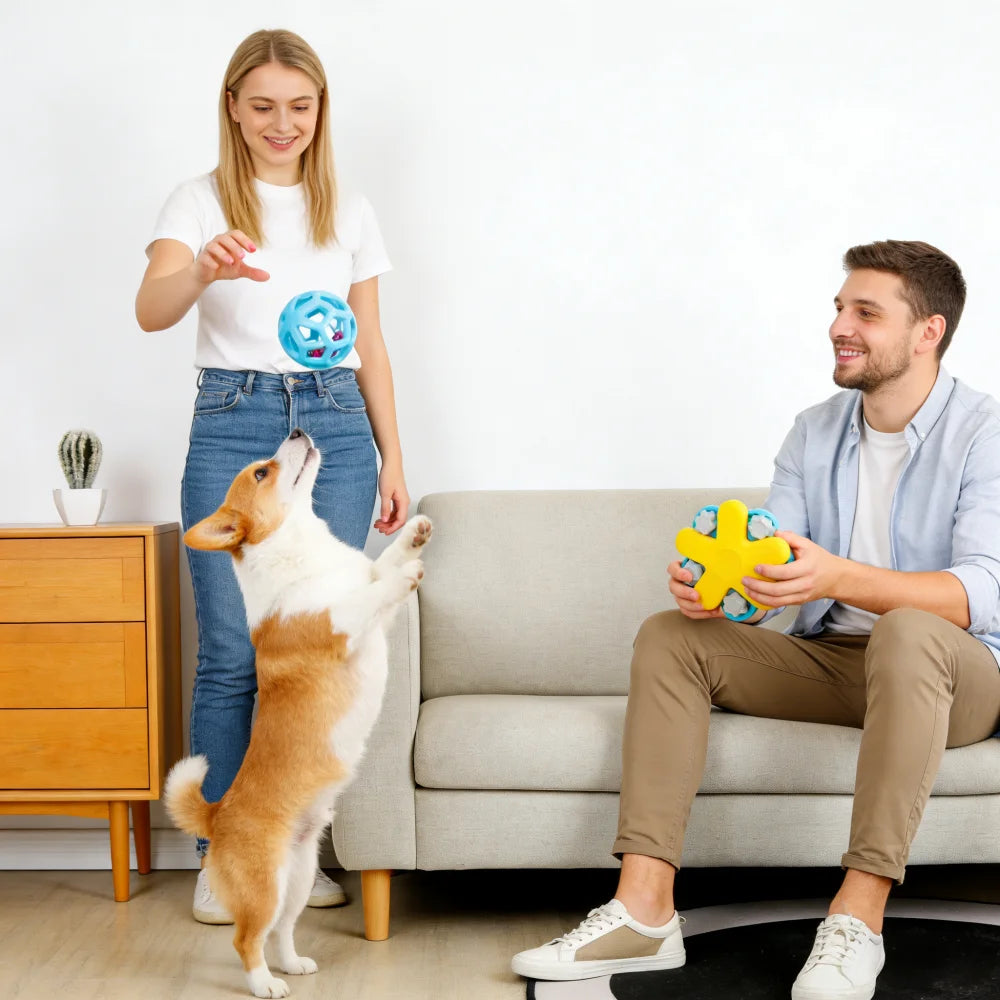 Dog Chew Toy Rubber Ball for Teeth Cleaning & Training