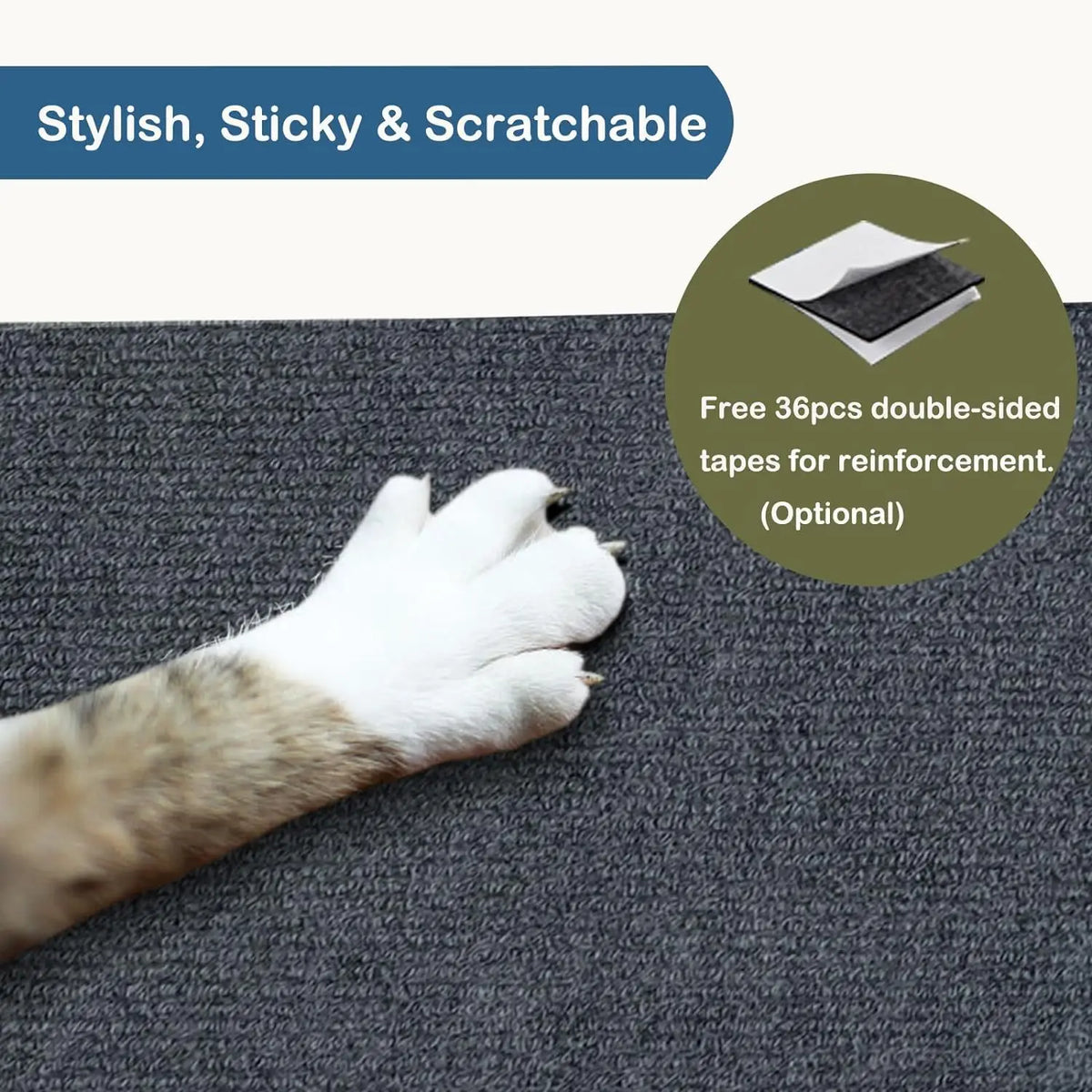 Self-Adhesive Cat Scratching Mat – Trimmable Sofa & Furniture Pad