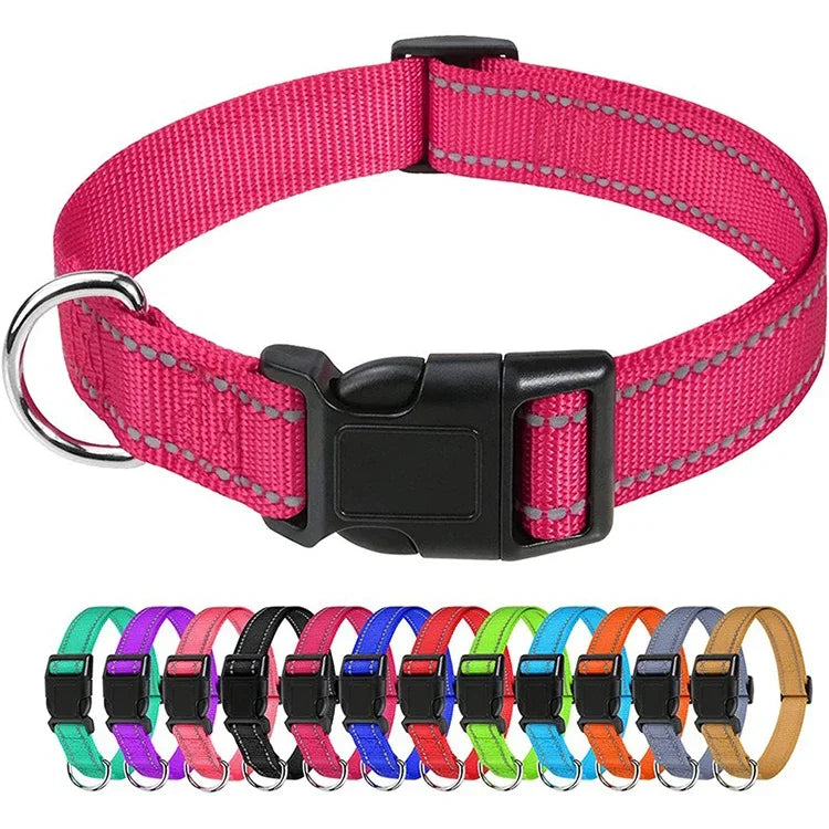 Reflective Dog Collar, Adjustable Nylon Safety Collar for Small Dogs