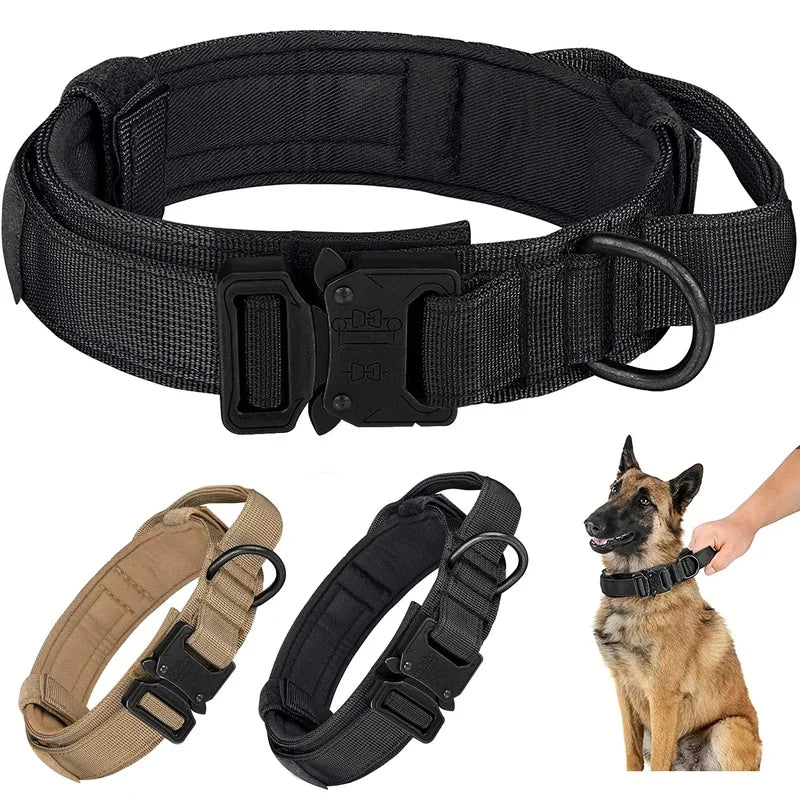 Tactical Dog Collar – Adjustable Nylon Training Collar with Handle