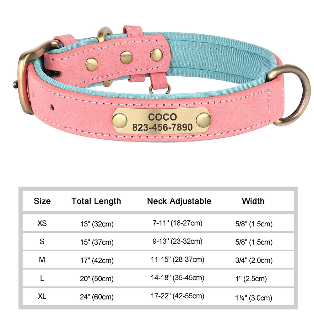 Personalized Dog Collar – Custom Engraved PU Leather ID Tag