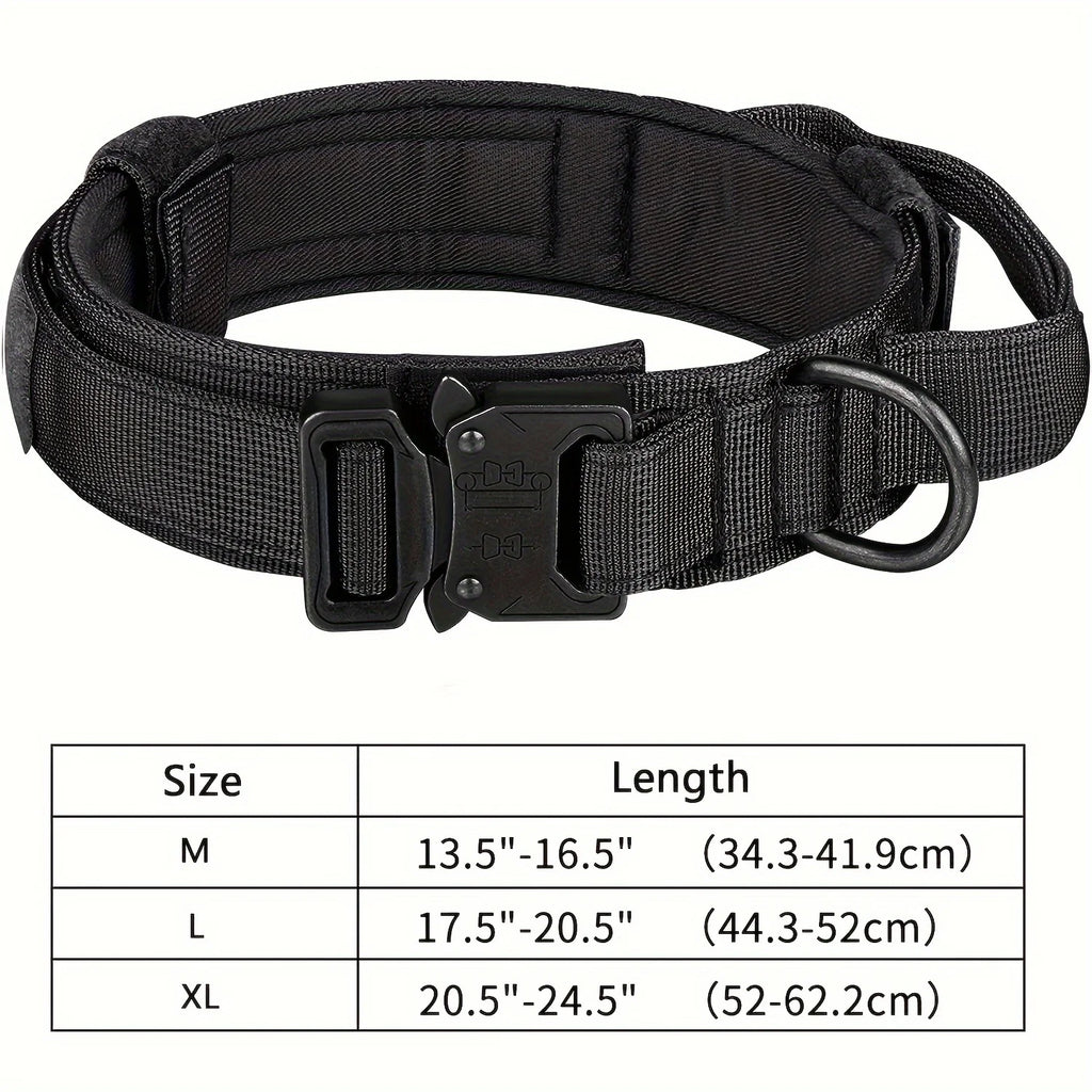 Tactical Dog Collar – Adjustable Nylon Training Collar with Handle
