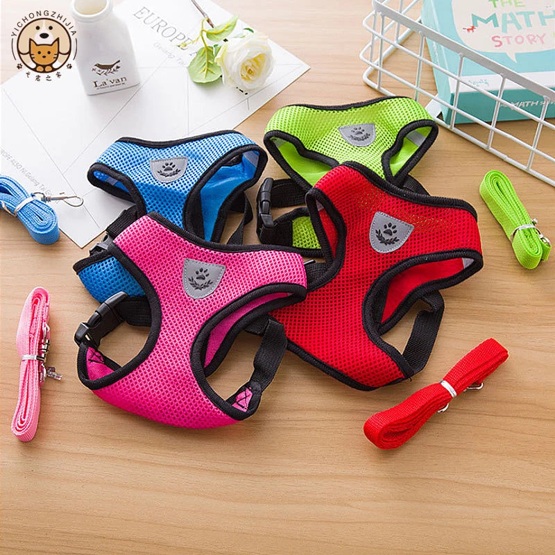 Adjustable Dog Harness Vest, Mesh Puppy Walking Harness