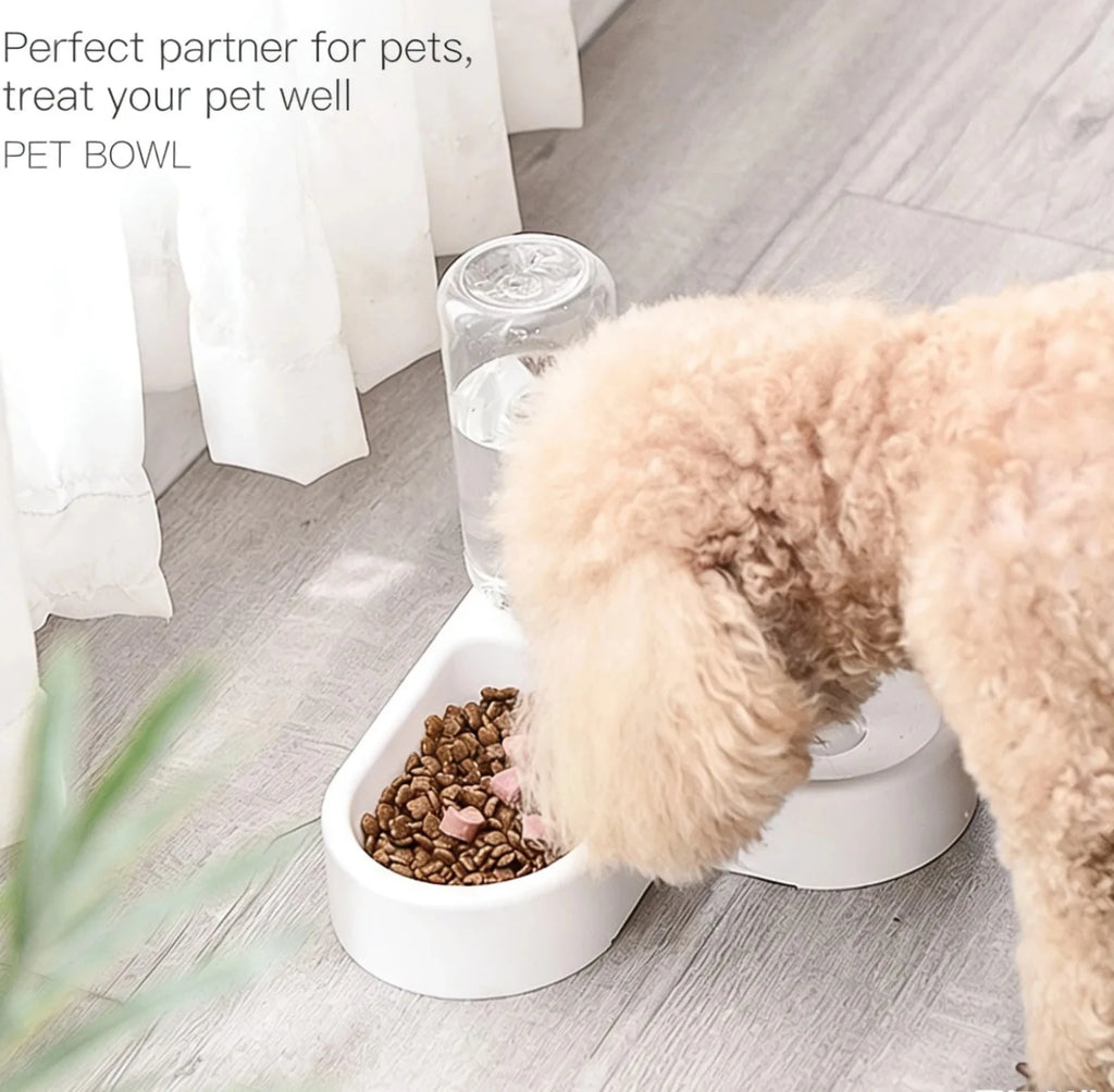 Automatic Pet Water Bowl – 500ml Dispenser with Food Bowl