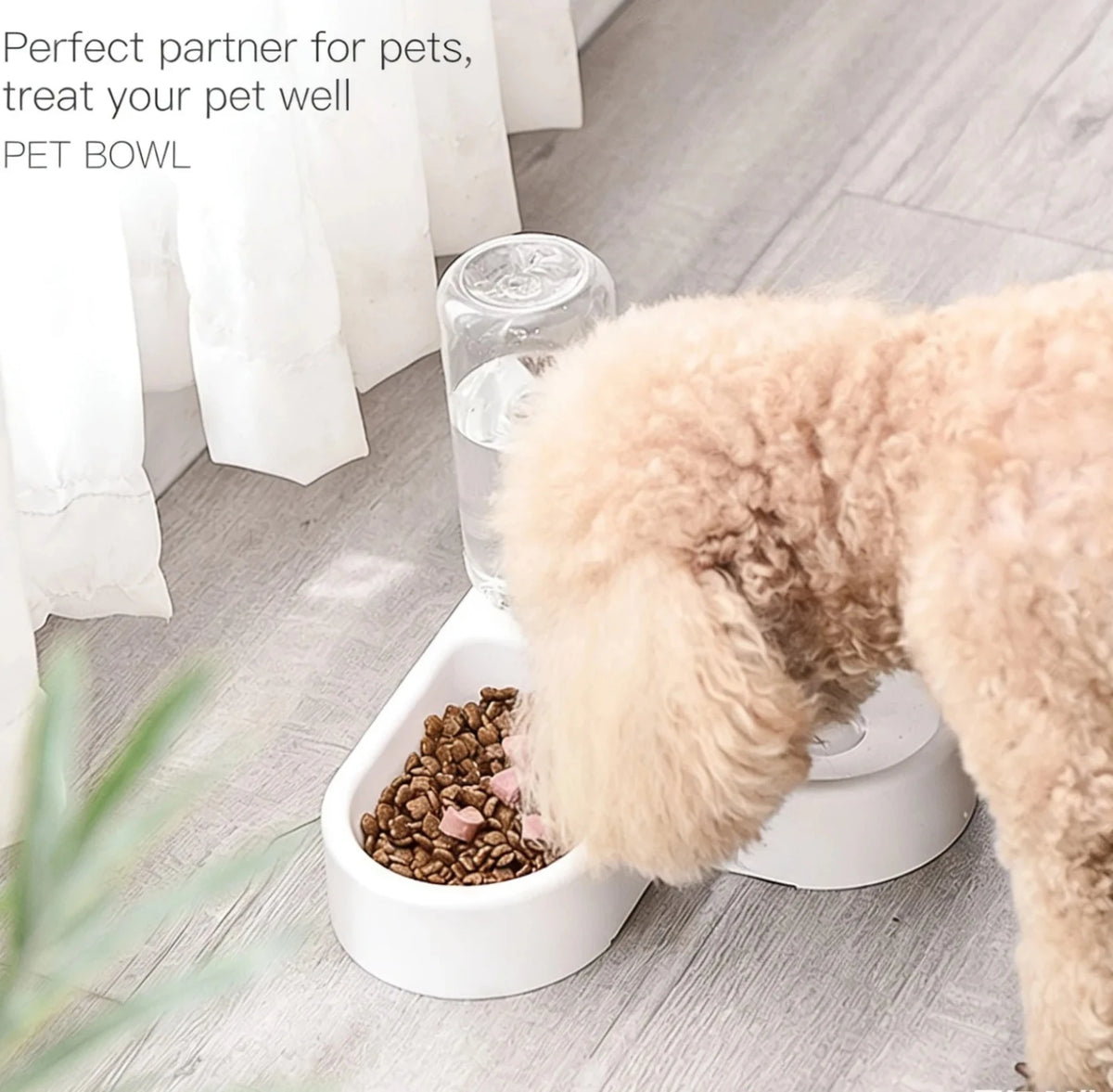 Automatic Pet Water Bowl – 500ml Dispenser with Food Bowl