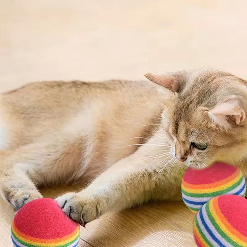 Rainbow Cat Balls – Interactive EVA Pet Toys for Cats & Dogs