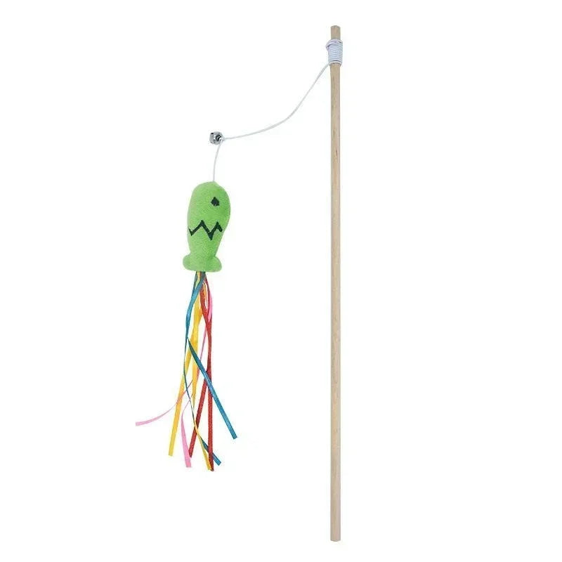 Cat Wand Toy with Bell & Catnip – Interactive Teaser for Indoor Cats