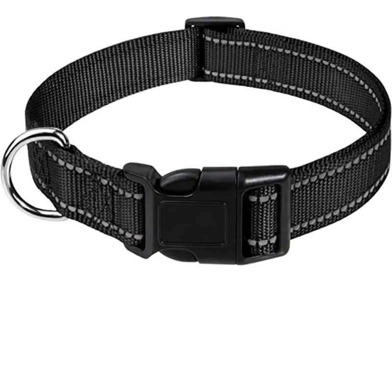 Reflective Dog Collar – Adjustable Nylon Safety Collar with Buckle