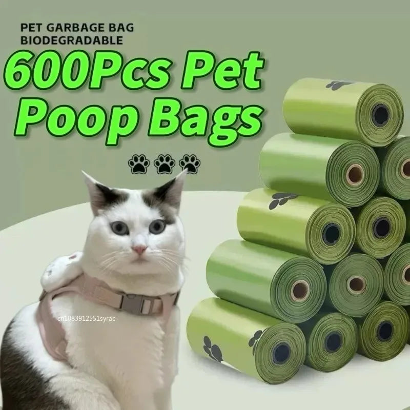 Dog Poop Bags Biodegradable Leak Proof Scented Paw Print Rolls