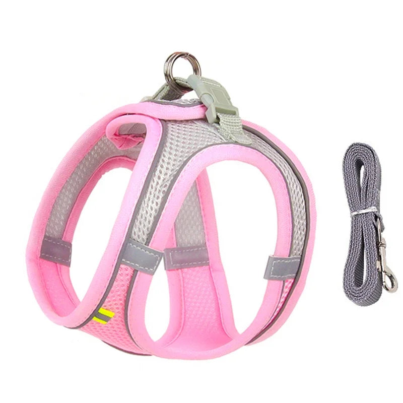 Small Dog Harness – Adjustable Reflective Vest With Leash