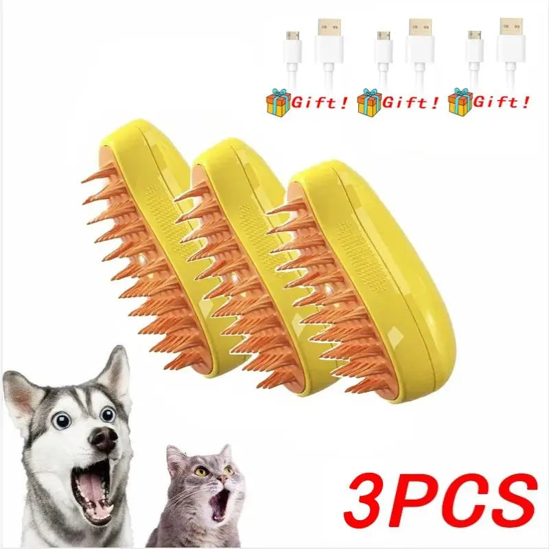 Cat Steam Brush 3-in-1 Pet Grooming Brush for Loose Hair & Tangles