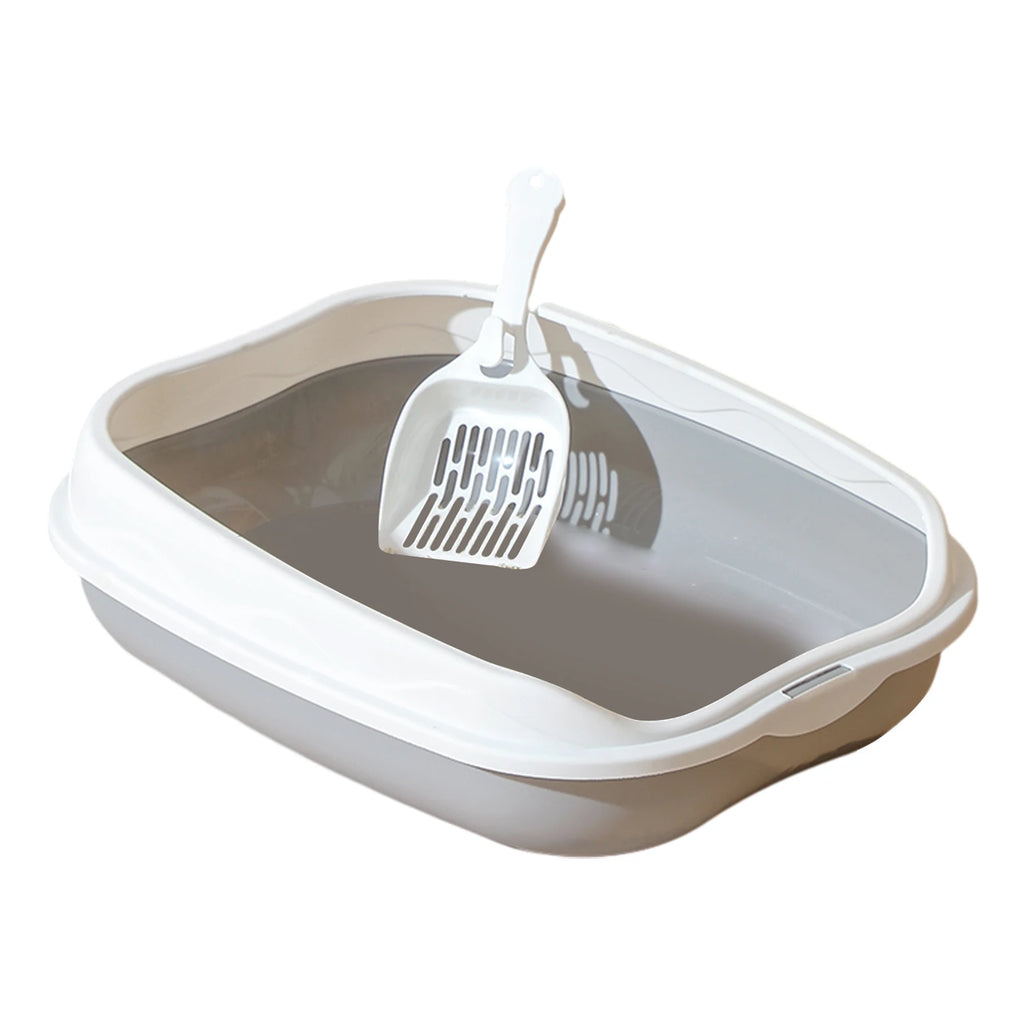 Large Cat Litter Box – Semi-Enclosed Toilet Tray with High Sides