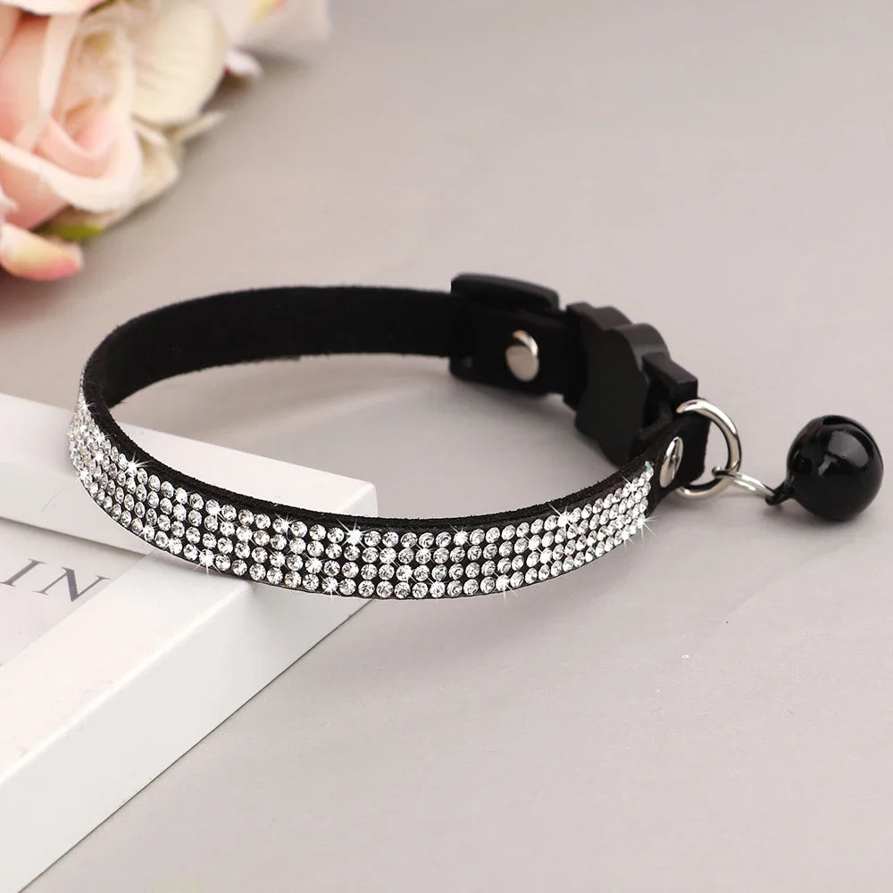 Pink Cat Collar with Rhinestones, Bell & Breakaway Buckle